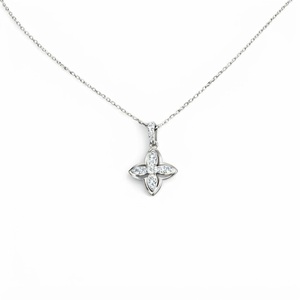 Elegante Colgante de Diamante con Forma de Flor de Cuatro Pétalos, Color DEF, Claridad VVS, Diamante Cultivado en Laboratorio, Oro Sólido de 14K, Joyería para Novia, Regalo de Boda - Product Image 2