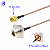Câble Pigtail d'Extension RF RG-316 N Femelle 4 Trous vers Connecteur SMA Mâle/Femelle 50 Ohm RG316 4G LTE