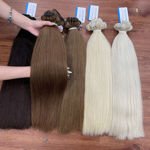 Premium Vietnamese Human Hair Straight Weft Extensions Blonde Color Double Drawn Full <b>Volume</b> Ready to Ship No Shedding - Product Image 3