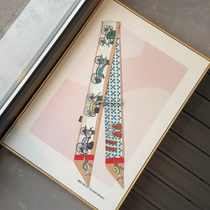 5 * 90 cm Foulard en soie sergé pour femme, motif calèche citrouille classique nordique, ruban décoratif pour sac - Product Image 4