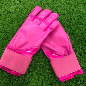 Guantes de béisbol de cuero blancos y azules con dedos completos, transpirables, con cierre de velcro para adultos diestros - Product Image 6