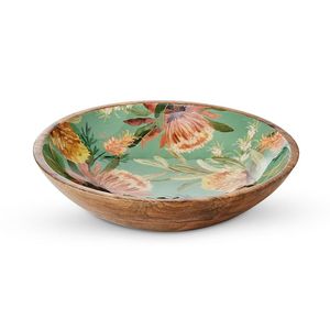 Stylish Wooden Enamel Printed Serving Bowl For Salad Fruits & Soup <b>Dinnerware</b> High Quality Modern Serving Bowl For Kitchenware - Product Image 1