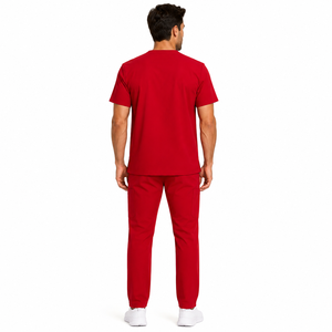 Custom Men Scrub <b>Set</b> V Neck Short Sleeve Top Jogger Pants Medical Uniform <b>Doctor</b> Nurse Suit Solid Color Work Wear Men Scrub <b>Set</b> - Product Image 2