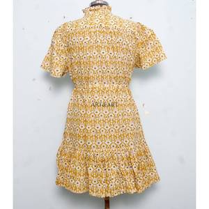 Indian handmade cotton stylish short party wear <b>dress</b> floral printed bride gift personalized woman fashion <b>dress</b> From India - Product Image 6