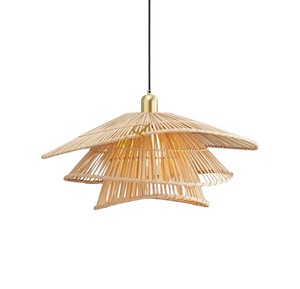 Abat-jour moderne en rotin à 3 niveaux, tressé à la main, multi-couches, pour suspension, luxe, en osier, pour restaurant et hôtel - Product Image 2