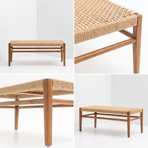 Hospitality Teak Rope <b>Bench</b> Commercial Seating for Hotel Resort Villa Restaurant Projects Natural Teak Wood Contract Furniture - Product Image 6