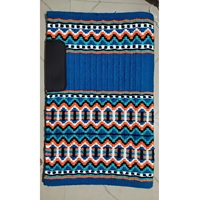 Tapis de selle pour cheval en laine mélangée tissé à la main, motif géométrique bleu turquoise et orange, style occidental, motif aztèque, couleur personnalisable