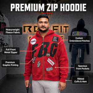 Red Oversized <b>Zip</b>-<b>Up</b> Hoodie <b>Men</b> Streetwear <b>Fleece</b> Cotton Graphic Print Front Logo Pocket Hooded Autumn Casual Sweatshirt - Product Image 3