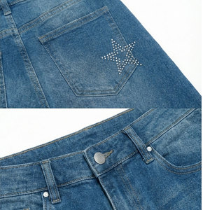 Manufacturer High Quality Vintage Cotton Custom Rhinestones Logo <b>Jeans</b> Shorts <b>Men</b> Acid Wash Sun Faded Jort Shorts - Product Image 3