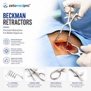 Rétracteur auto-serrant Beckman 3x4 à pointes multiples, plusieurs longueurs, ZETOMEDPRO, ensemble d'instruments chirurgicaux orthopédiques manuels - Product Image 5