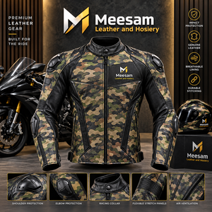 Blousons en cuir rose camouflage pour motos, qualité supérieure, cuir de kangourou et de vache, fabriqués au Pakistan, respirants, toutes saisons, perforés - Product Image 4