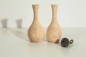 Vase en bois massif artisanal, finition rustique, design moderne pour fleurs artificielles, décoration de mariage, bureau, intérieur contemporain - Product Image 6