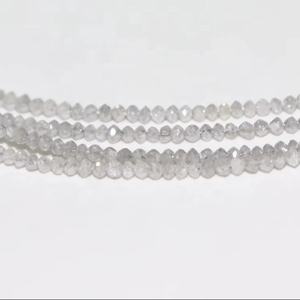 Cuentas Rondelle facetadas de diamantes grises naturales 2,5-3mm 45 cm Cuentas de diamantes grises para la fabricación de joyas hechas de piedra natural - Product Image 1