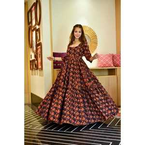 Black Masleen Silk <b>long</b> Gown-AC-7003 - Product Image 4