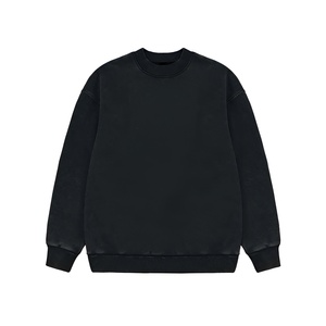 Best Quality Light Weight Vintage Acid Wash Embroidered Stonewashed Pullover Cotton <b>Sweatshirt</b> Unique O-Neck Crewneck Pocket - Product Image 1