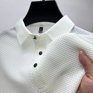 T-shirt pour homme à manches courtes en polyester/coton, tricoté, infroissable, personnalisé, décontracté, été, couleur unie, extensible - Product Image 6