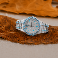 Montre à quartz personnalisable avec cadran en cristal de saphir unique, 41 mm, résistance à l'eau 10 bars, boîtier carré en alliage, bracelet en acier inoxydable