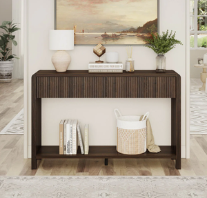 โต๊ะคอนโซลไม้เนื้อแข็งรีไซเคิลสไตล์โมเดิร์น พร้อมลิ้นชักสามช่อง สำหรับเฟอร์นิเจอร์บ้าน ใช้ในทางเข้าบ้าน ห้องทำงาน หรืออพาร์ตเมนต์ - Product Image 3