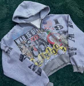 OEM Custom Solid Winter Acid Wash DTG Printed Zipper <b>Hoodie</b> <b>500</b> <b>GSM</b> Heavy Fleece Oversized Streetwear Wholesale Premium Quality - Product Image 3