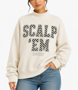 Sweat-shirt à col roulé oversize Scalp 'Em Fashion, uni, avec patchwork de lettres brodées, pull personnalisé unisexe 100% coton - Product Image 5