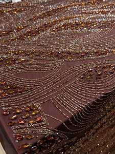 Premium Designer Embroidered Lace <b>Fabric</b> With Beads And Sequins For Wedding Dresses Evening Wear Gowns And Couture Fashion - Product Image 2