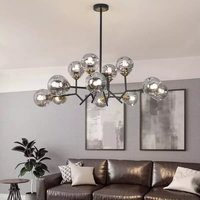 Lustre Sputnik en verre SIMIG, style moderne du milieu du siècle, noir mat et or, luminaire de plafond pour chambre à coucher, salon, cuisine