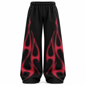 Pantalon de survêtement unisexe coupe ample avec impression graphique personnalisée, en molleton de coton épais, style streetwear Y2K, décontracté, vente en gros - Product Image 1