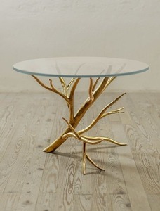 Table basse moderne en laiton durable avec plateau en acrylique, style branche d'arbre, mobilier de salon minimaliste et contemporain - Product Image 1