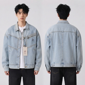 <b>Men</b> Casual <b>Denim</b> <b>Jacket</b> Premium <b>Denim</b> Material Long Sleeve Construction Button Closure Chest Pockets Comfortable Streetwear OEM - Product Image 6
