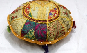 Almohada de suelo Cojín de suelo redondo bohemio Funda de cojín de meditación púrpura - Product Image 3