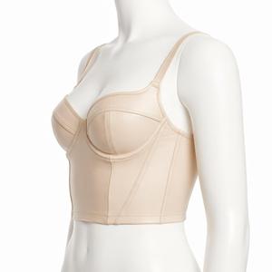 Women Beige Faux Leather Underwire Bra Full Cup Push Up <b>Sexy</b> Lingerie Top Non Adjustable Strap - Product Image 3