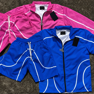 Conjuntos deportivos de verano para hombre, cortavientos de 2 piezas, conjunto de pantalones cortos de nailon, conjunto deportivo informal de nailon de manga larga para hombre - Product Image 3