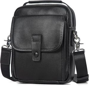 Spot Custom Black Fashion Vintage England Style Zipper Genuine Leather 14.2 Inch Computer Clutch <b>Bag</b> Polyester Multi-Compartment - Product Image 2