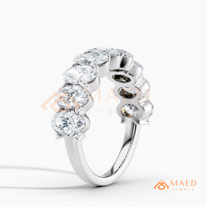 925 Sterling <b>Silver</b> Oval Cut Moissanite Diamond <b>Ring</b> Lab Grown Diamond <b>Eternity</b> Wedding Band USA - Product Image 6