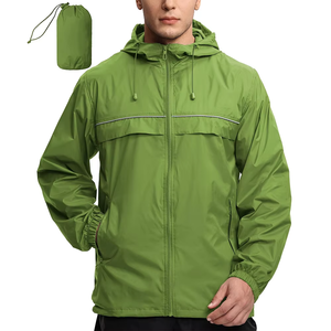 <b>Men's</b> Red Hooded Windproof <b>Jacket</b> Casual Outdoor Zipper Closure Polyester Shell Regular Fit Spring Wear - Product Image 6