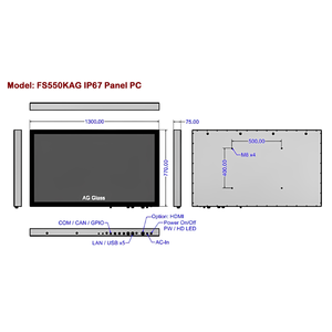 55" Fully IP67 Waterproof Industrial Marine Panel PC Touch Screen (PCAP/Resistive), Option: <b>Internal</b> UPS - Product Image 4
