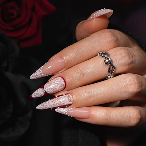 Faux ongles artisanaux BTARTBOX pour Halloween, de haute qualité, en gros, longs, style stiletto, en gel souple, gothiques, luxueux, 3D, à pression - Product Image 1