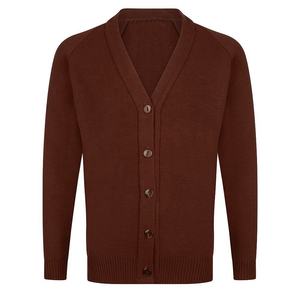 Men's Knitted V-Neck Cardigan Sweater Full Sleeve Button Closure Autumn Style Geometric Pattern <b>Brown</b> Beige Striped - Product Image 6