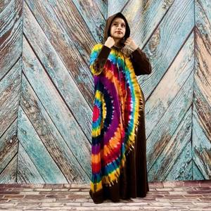 Robe kimono d'été pour femmes, écologique, respirante, en viscose/coton, col en V profond, coupe haute, design tie-dye, style bohème chic - Product Image 1