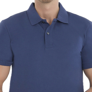 Polo de Algodón Piqué Azul para Hombre, Manga Corta, Color Sólido, Casual, Transpirable, Tejido de Punto, Corte Regular - Product Image 3