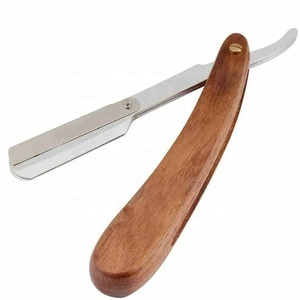 มีดโกนหนวดตัดผมขอบตรงสัมผัสของช่างฝีมือพร้อมที่จับไม้และใบมีดตัดผมโดยหินสีเทา - Product Image 1