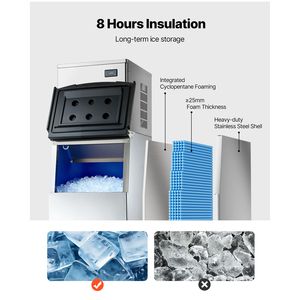 Commercial <b>Kitchen</b> <b>Equipment</b> 650LBS/24H Auto Self-Cleaning Ice Maker Machine with 250LBS Stainless Steel Storage Bin - Product Image 4