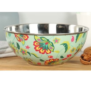Bol en métal décoratif courbé à la main avec finition émaillée pour servir les aliments, vaisselle pour un usage quotidien à la maison et en voyage - Product Image 2