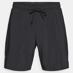 Short de bain décontracté pour homme, noir uni, à cordon de serrage, séchage rapide, taille mi-haute, en polyester tissé, longueur courte - Product Image 1