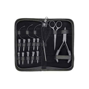 Professional Hair Extension Tools Kit with <b>Silicone</b> <b>Beads</b> in Black Brown and Beige Microlink Pliers Scissors Loop and Hook - Product Image 1