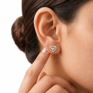 Pendientes de Moissanita en Forma de Corazón, Chapados en Oro Rosa, con Engaste de Puntas, Regalo Romántico para el Día de San Valentín - Product Image 3