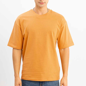 T-shirt décontracté pour homme 100 % coton respirant à manches courtes coupe oversize séchage rapide pour l'entraînement et la course motif uni devant uni long - Product Image 1