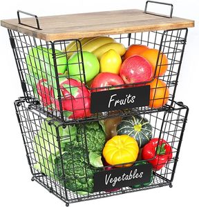 Panier de rangement empilable en fil métallique pour armoire de cuisine, comptoir, salle de bain, garde-manger, panier à fruits pliable - Product Image 3