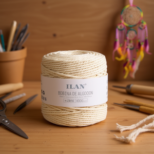 Bobina di cordoncino in cotone Iln da 5 mm, circa 400 g, per lavori artigianali e creazione di acchiappasogni - Product Image 2