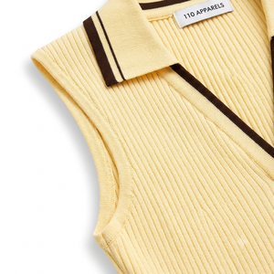 Camiseta de punto acanalado sin mangas para mujer con logo personalizado, cuello en V a rayas, ajuste ceñido, top corto de punto, proveedor OEM - Product Image 5